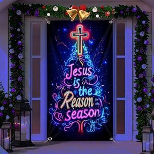 47 x 24 Holiday Door Banner Festive Christmas Jesus is the Reason for the Season